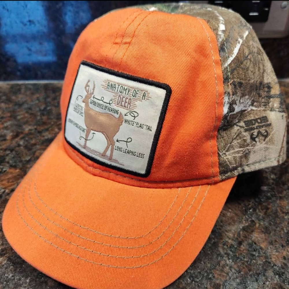 Toddler Blaze Orange and Camouflage Cap with Deer Patch